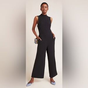 ANTHROPOLOGIE Sz XL Charley Mock Neck Keyhole Back Pockets Wide Leg Jumpsuit NEW